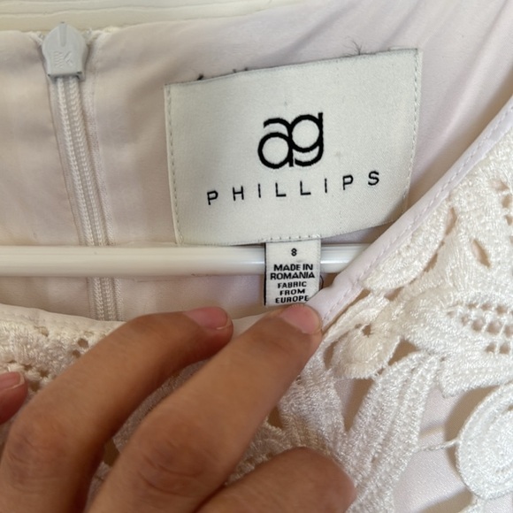 AG Phillips Andrea Phillips Floral Dress Guipure Lace Italian Silk Ivory Size 8 - Picture 5 of 16